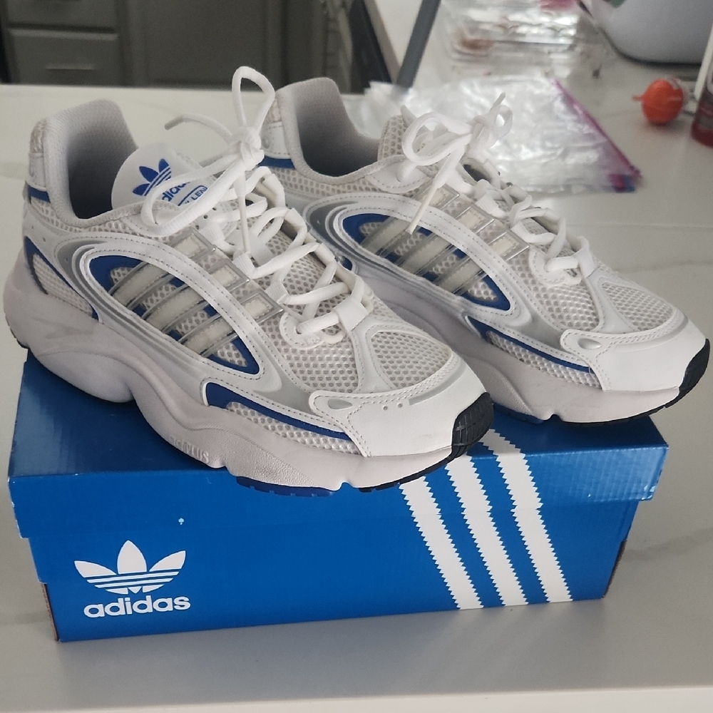 Adidas White and Blue Sneakers